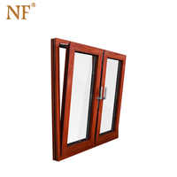 Marco de Ventana Arqueado Horizontal Moderno de Madera con Mosquitera Magnética de Acero Inoxidable y Persiana Enrollable para Villa