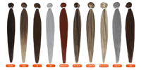 Nouvelles Extensions de Cheveux Synthétiques en Fibre Résistante à la Chaleur, Longues et Lisses, avec Closure Ombrée, Pack Complet pour Tête Entière, Vente en Gros