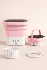 With US Plug Bucket Washing Machine Ultrasonic Single Tub Foldable Bathroom Folding Portable <b>Mini</b> Home & Travel 12 Plastic - Product Image 2
