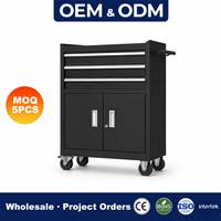 Carrito de Taller Móvil de Acero Resistente con Cajones con Cerradura y Doble Puerta para Uso en Garajes y Mecánica