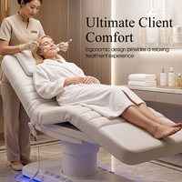 Nouveau design de mobilier de salon de beauté, table de massage électrique pour cils entièrement blanche à 3 moteurs, lit cosmétique avec commande au pied et éclairage