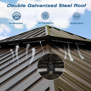 10x10 Modern OEHOME Outdoor Patio Gazebo <b>Canopy</b> <b>Tent</b> Ventilated Double Roof Detachable Mosquito Netting Waterproof Steel Frame - Product Image 2