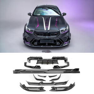 ชุดแต่งคาร์บอนไฟเบอร์สำหรับ BMW G90 M5 รุ่น AE-style ประกอบด้วยลิ้นหน้าคาร์บอนไฟเบอร์ ดิฟฟิวเซอร์ สปอยเลอร์ และสเกิร์ตข้าง - Product Image 1