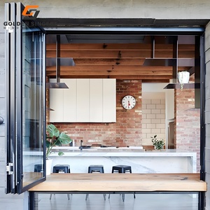 GS Haute Qualité Accordéon Aluminium Verre Trempé Fenêtre Bi-pliante Fenêtres Pliantes Horizontales - Product Image 1