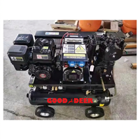Compresseur d'air/générateur/soudeuse à piston lubrifié 3-en-1 à double réservoir, refroidi par air, à essence