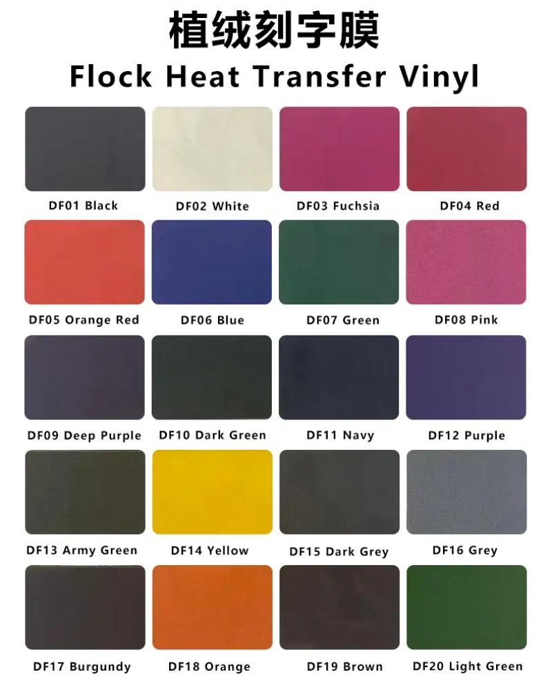 Flock Heat Transfer Vinyl Roll Easy Weed Flocking Iron on HTV for T-shirts Film Textile