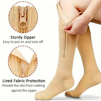 Chaussettes de compression à fermeture éclair unisexe grande taille Bas de compression à bout fermé avec fermeture éclair Bas de soutien à la pression 15-20 Mmhg