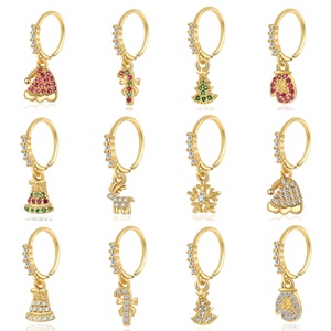 Anneaux de nez pendants de Noël en forme de L, cloche de Père Noël, flocon de neige, bijoux de piercing pour femmes et filles - Product Image 1