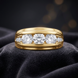 Custom Jewelry Half Eternity VVS Moissanite Round Brilliant Cut Classic 925 Silver Gold Rhodium Plated Prong Set <b>Ring</b> - Product Image 4