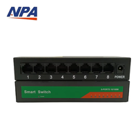 ANPA AP-5008 Switch Ethernet de Escritorio de 8 Puertos 10/100Mbps con Carcasa Metálica, Apilable y QoS, Plug and Play para Hogar, Oficina y Cámaras IP