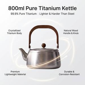 Bollitore da Campeggio in Titanio Durevole 0.8L, Anti-Ruggine e Anti-Calcare, Compatibile con Fornelli Multi-Fuel, Attrezzatura da Viaggio <span class=keywords><strong>per</strong></span> Esterni - Product Image 2