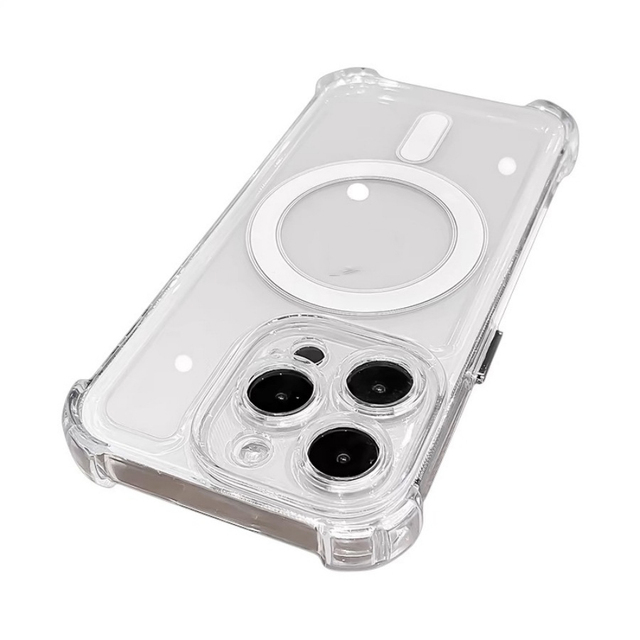 Luxury Wireless Charging Shockproof Transparent Magnetic Bumper Cover Phone Case for iPhone 11 12 13 14 15 Pro Max Plus