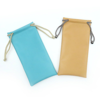 Pochette de lunettes de soleil en cuir souple avec cordon de serrage, étui d'emballage de lunettes de soleil, logo personnalisé imprimé