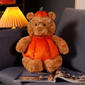 Super Cute Stuffed Animal Toys Soft Orange Bartholomew Bear Pumpkin Plush Toy Pumpkin Plushie Teddy Bear