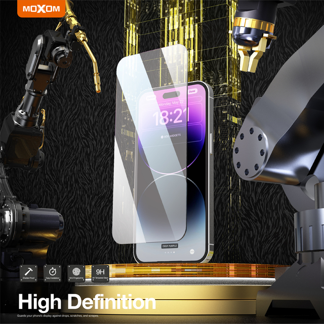 Moxom Advanced Automatic Dust Free Dust Removal HD Tempered Glass Screen Protector With Easy Installation Frame for Iphone