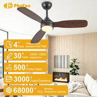 Ventilateur de plafond 48 pouces à 3 pales avec lumière, télécommande, moteur DC, design moderne pour salon, chambre, intérieur, maison