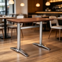 Base de table double en acier inoxydable avec trépied interne pour restaurant, bistrot, café extérieur, structure de table à manger