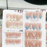 Uñas Postizas Acrílicas de Lujo Hechas a Mano para Mujer, Diseño Completo, con Brillo y Purpurina, Formas Cuadradas y Almendradas, Pre-diseñadas, 10 Piezas