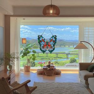 Panneau de fenêtre d'église en verre teinté massif de Chine, motif papillon, diamètre 30 cm, pour gymnase, hôtel, chambre, éclairage solaire, fenêtres, portes - Product Image 2