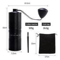 Moulin à café manuel portable en acier inoxydable avec poignée en bois, mini moulin à expresso pour usage domestique
