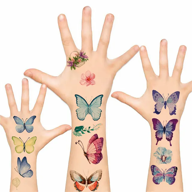 Kelebek serisi özel dövmeler geçici çocuklar vücut geliştirme için dövme/dövme çıkartma