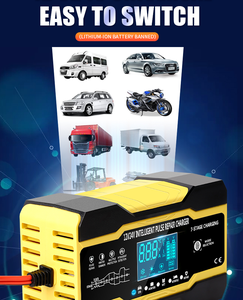 LCDディスプレイ付き<span class=keywords><strong>12V</strong></span> 10A 24V <span class=keywords><strong>5A</strong></span>パルス修理充電器、オートバイおよびカーバッテリー充電器、自動スマート高速バッテリー充電器 - Product Image 5
