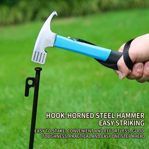 Martillo de garra multifuncional para tiendas de campaña y camping al aire libre con extractor de clavos para clavos de suelo de toldos - Product Image 1