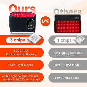 Vibración inalámbrica 660nm 850nm Terapia de luz roja Cinturón envolvente para cuerpo Rodilla Hombro Cintura 5000mAh Masajeador de cintura recargable - Product Image 3