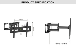 Giá đỡ màn hình <span class=keywords><strong>LCD</strong></span>/LED gắn tường xoay được, hỗ trợ VESA 600*400, kích thước 37-75 inch - Product Image 3