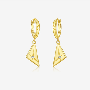 FUAMAY 2025 Tendance Boucles d'oreilles plaquées or 18 carats, minimalistes, triangle, baiser, pendantes, huggies pour mariages, vente en gros, créoles - Product Image 3
