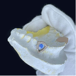 Grillz dentaire personnalisé entièrement serti de diamants VVS et de perles d'eau douce |   Bijoux Hip Hop en argent sterling 925 et or pour hommes et femmes, cadeau - Product Image 4