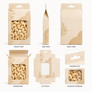 Nouvelles Boîtes d'Emballage Personnalisées pour Fruits Secs avec Fenêtre, en Papier, pour Snacks, Amandes Sucrées, Noix de Cajou – Idéales pour les Boutiques - Product Image 5