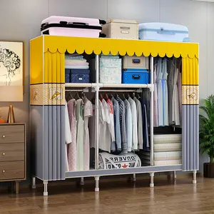 Hiện đại có thể gập lại vải màu xanh in tủ quần áo lưu trữ tháp bộ sưu tập đồ nội thất phòng ngủ