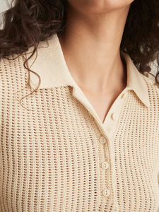 Áo Polo Dệt Kim Nữ Cổ Gập Phong Cách Thường Ngày Logo Mặt Trước Đơn Giản 100% Cotton Áo Dệt Kim Cho Nữ - Product Image 4