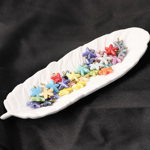 Colgante de Estrella de Mar de Cerámica en Colores Variados, Dije de Acero Inoxidable para Manualidades y Accesorios de Bricolaje, Verano 2025 - Product Image 2