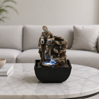 Fuente de Agua de Resina para Mesa, Estatua de Buda Dorada, Luz LED, Cascada Interior, Decoración para Meditación, Hogar, Oficina, Escritorio