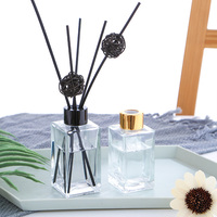 Vente chaude Transparent Carré Vide Verre Reed Diffuseur Bouteilles 35ml 80ml 100ml 140ml 250ml Facile À Ouvrir Fin Joint Emballé Carton