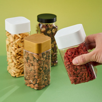 Offre Spéciale – Pot carré en PET à col large de 63 mm, 270 ml, 500 ml, 670 ml, avec couvercle à vis, pour l'emballage alimentaire et la vente au détail en cuisine
