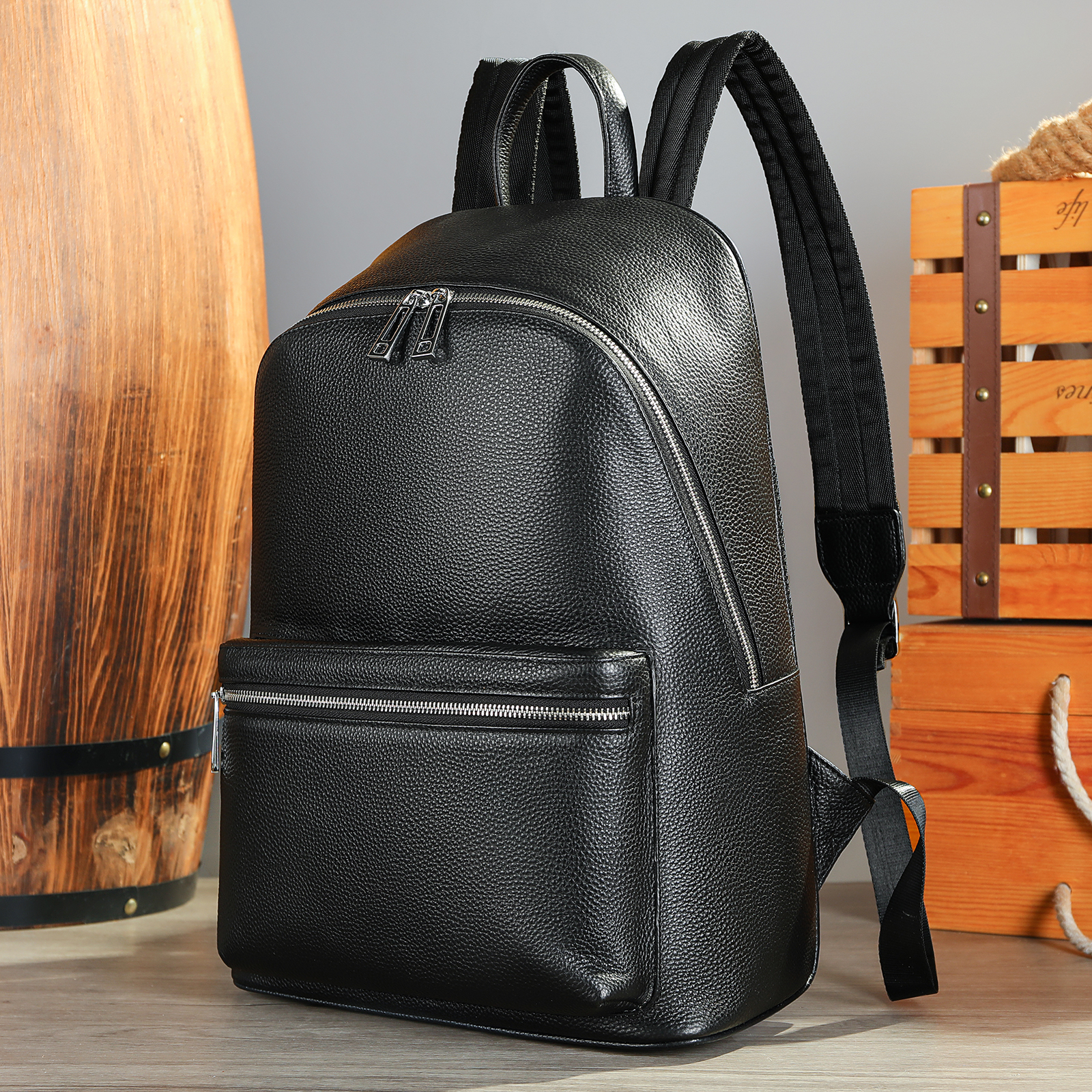 designer leather backpacks online Small Backpack - Chatelet (Camel) B078 Dimensions Luxury leather backpacks - Von