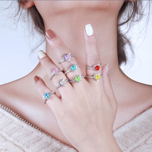 Bague en argent 925 avec zircon à haute teneur en carbone, design flamme et fleur de glace, pierre CZ éblouissante, bijou de déclaration - Product Image 3