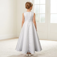 D30739 Robe élégante de première communion en satin blanc pour demoiselle d'honneur