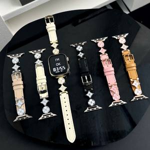 Bracelet de montre en cuir souple Upro Fashion pour Apple Watch 45mm 44mm 42mm 41mm, style bijoux, bracelet pour femme - Product Image 1