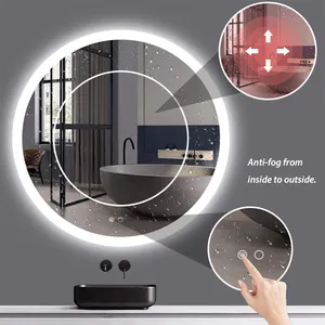 LED Mirror Waterproof Wall Bathroom Light IP44 Round Hotel Indoor Lady Make Up Popular Smart Touch Sensor Switch Mirror Lamp