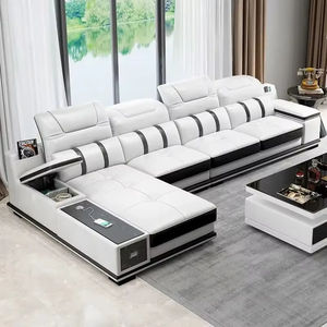 Gran oferta, combinación de sofá inteligente, caja de almacenamiento de cajón de Audio con carga USB, sofá multifuncional en forma de L, sofá de cuero de una sola esquina - Product Image 4