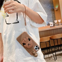 Casing Handphone Teddy Dog Mirror Stand Soft Case untuk iPhone 13 12 11 Pro X XR XS Max 8 8+ 7 7+ 6 6+ 6S 6S+ Plus SE2 SE 2020