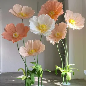 Customized artificial giant poppy for mall window display wedding home decoration Holiday event party decoration