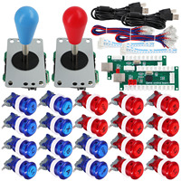 SJ @ JX 2 joueurs contrôleur de jeu d'arcade bâton kit de bricolage boutons LED avec Logo MX micro-interrupteur 8 voies Joystick câble d'encodeur USB pour PC