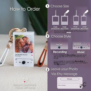 Llavero de música acrílico de plástico recién personalizable, llavero de foto con reproductor de sonido DIY con grabación de música de voz, regalos personalizados - Product Image 3