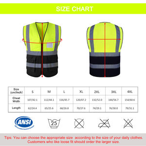 شعار مخصص 4 جيوب متعددة الوظائف سترة سلامة العمل رخيصة الثمن الفلورسنت الأصفر الأسود سترة سلامة عاكسة - Product Image 4
