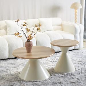 Table basse en fer couleur bois naturel style crème, ensemble de <span class=keywords><strong>tables</strong></span> <span class=keywords><strong>basses</strong></span> minimalistes pour petit appartement et salon - Product Image 2